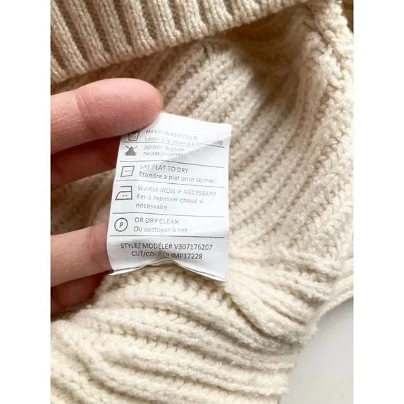 VINCE Ivory Cream Wool Cashmere Rib Knit Sleeveless Turtleneck Sweater, Size S - Picture 12 of 13